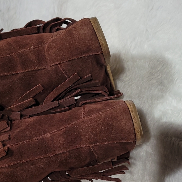 Authentic Gucci Babouska Hysteria Fringe Brown  bamboo Suede Boots - Picture 6 of 16